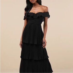 Lulu's Elegant Black Off-Shoulder Dress